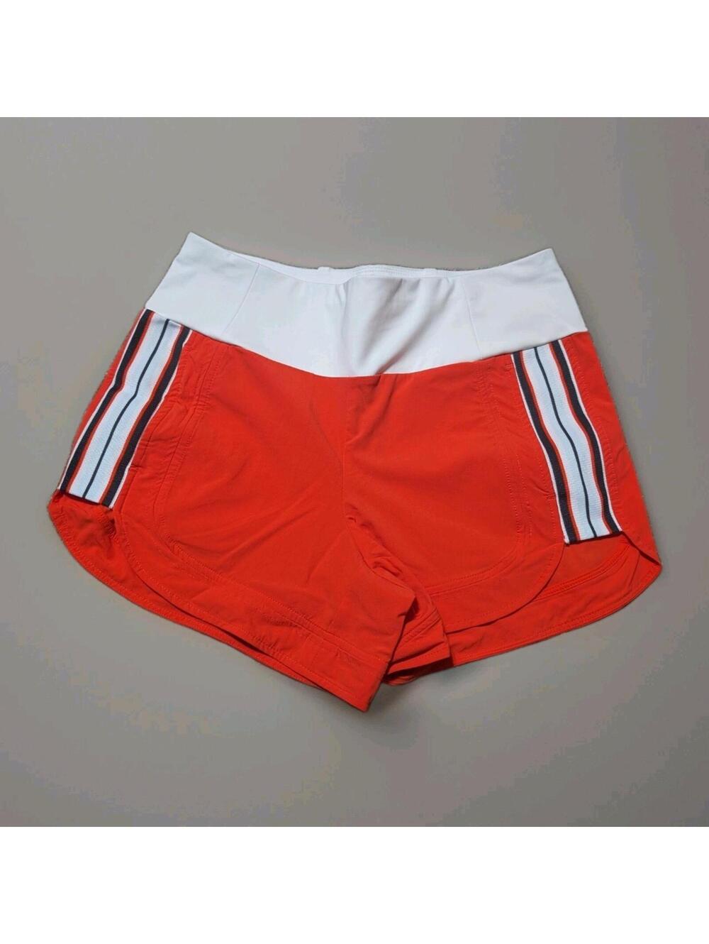 Athleta Shorts Womens 4‎ Orange Ascender Tuxedo Stripe Hiking Climbing Exploring